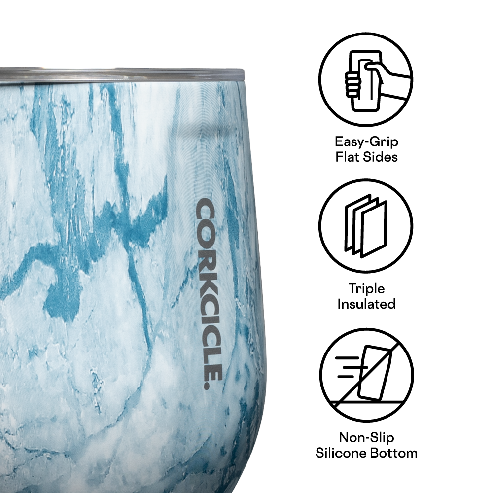 Corkcicle 12oz Blue Marble Stemless - Lifestyles Giftware