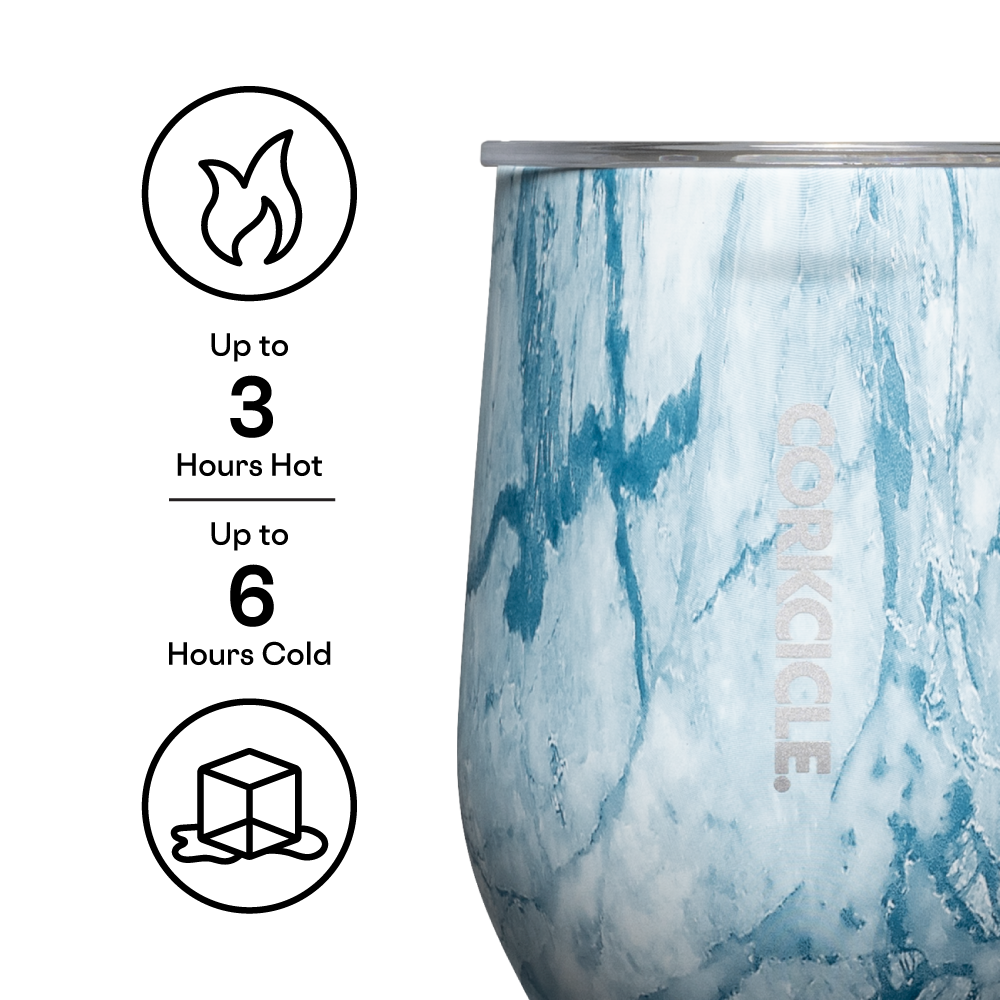 Corkcicle 12oz Blue Marble Stemless - Lifestyles Giftware