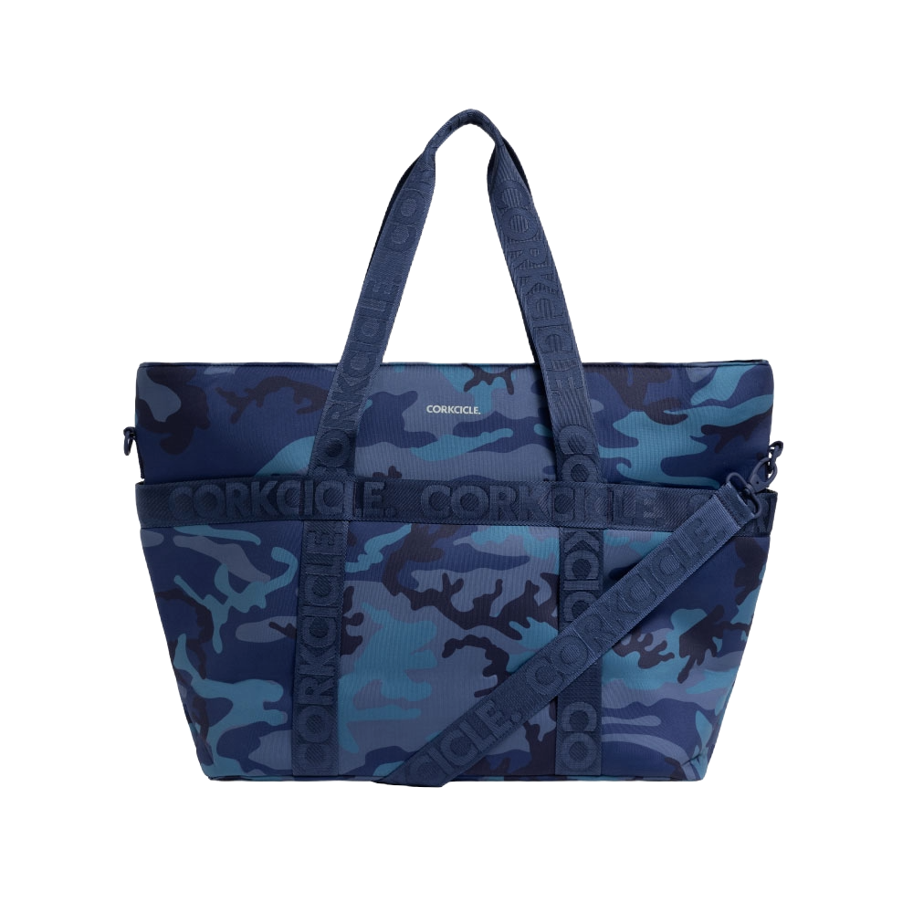 Blue shop camo tote