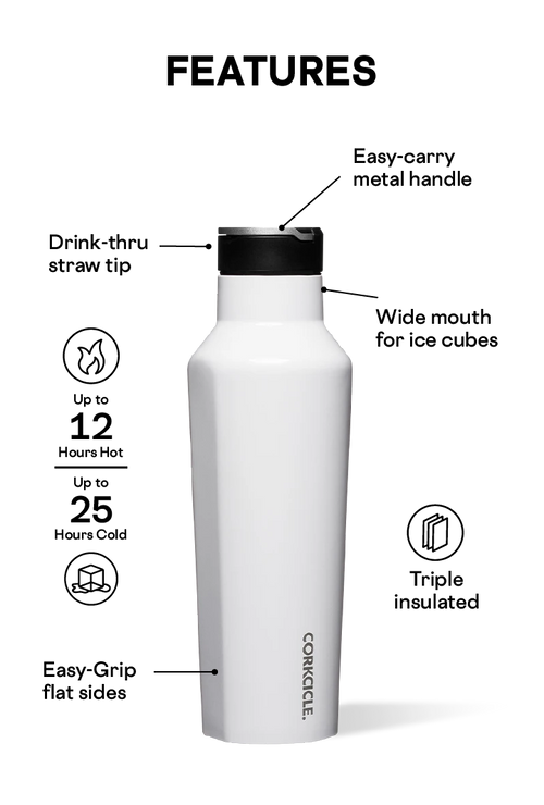 Corkcicle Sport Canteen - 40 Oz Gloss White