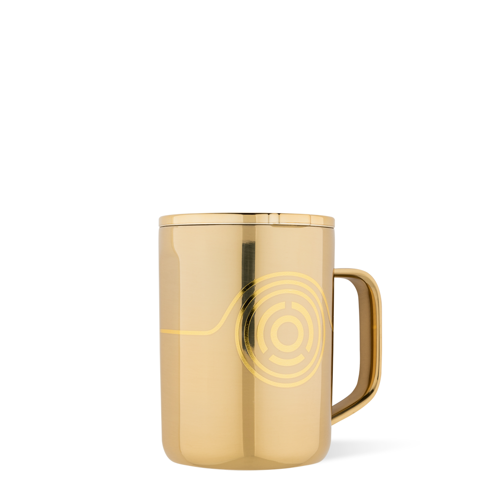 STAR WARS TRAVEL MUG CP30 GOLD METAL COFFEE MUG CUP TEA