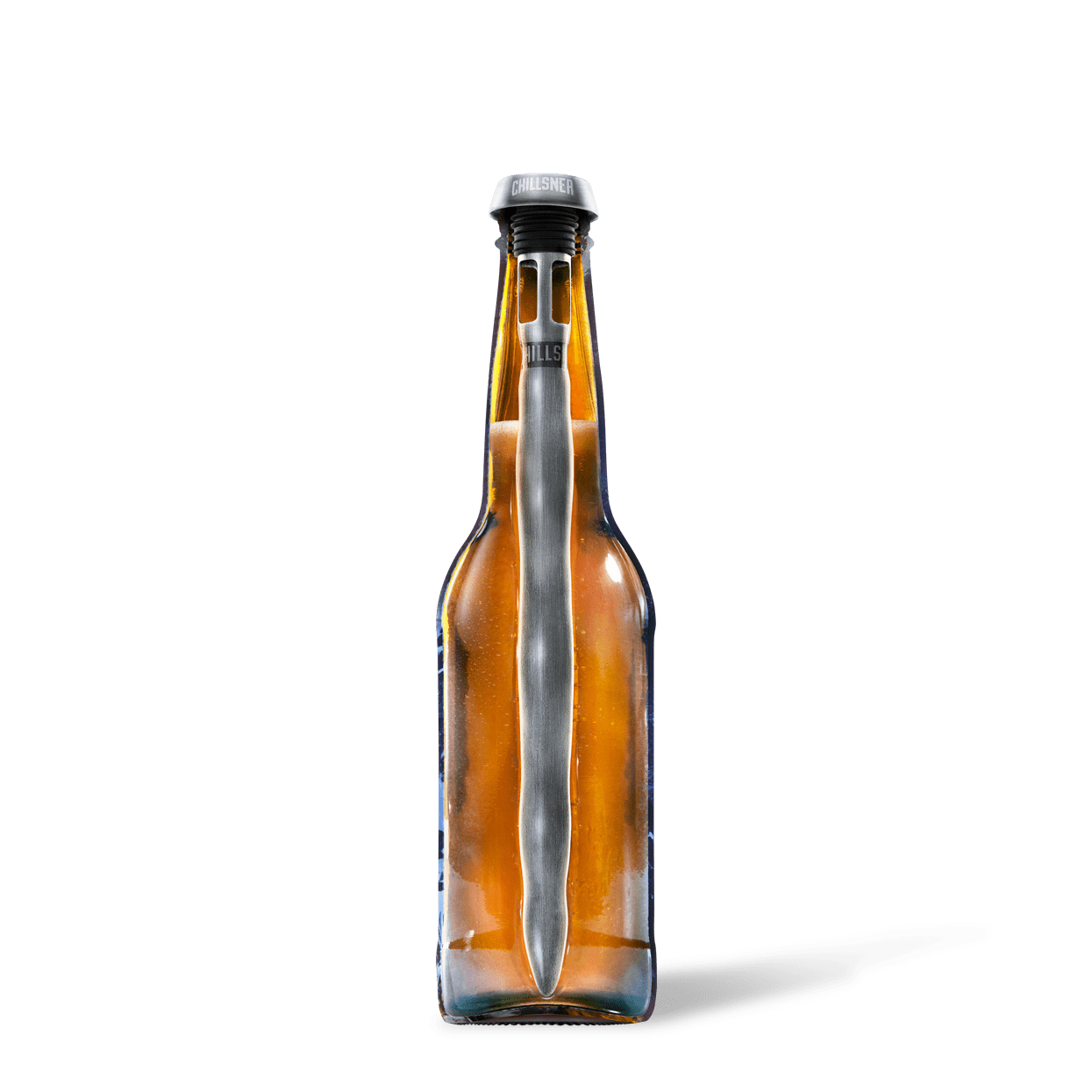 Chillsner beer chiller in beer bottle. 
