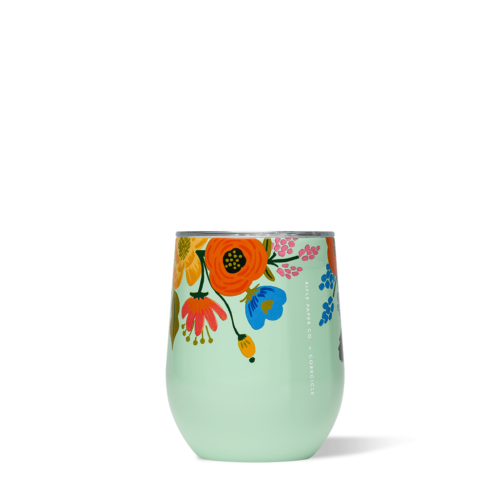 Rifle Paper Co. x Corkcicle Stemless Wine Cup_Lively Floral Mint